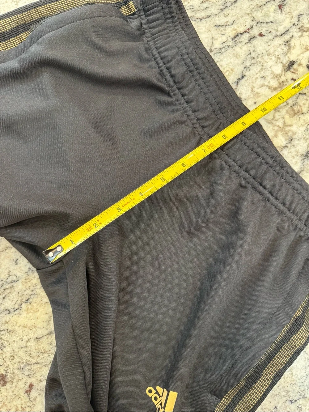 Adidas Black Gold 3 Stripe Track Pants Medium Ankle Zip